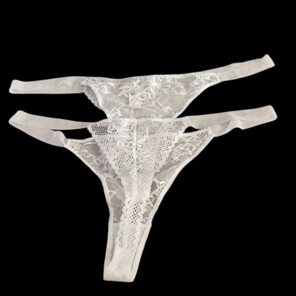 Free People Intimate Everyday Lace Thong Undies TWO pair Bundle, White, XL, NWOT